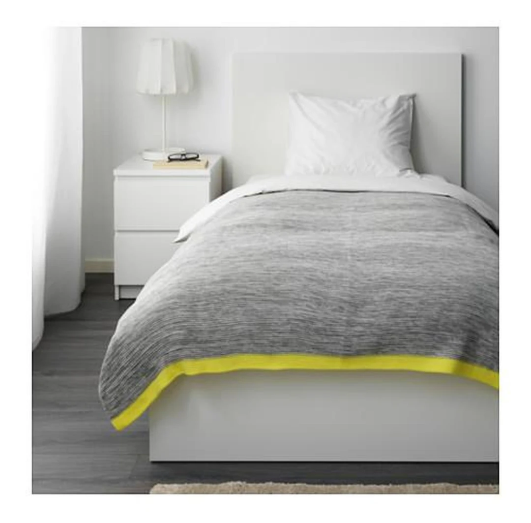 IKEA LISAMARI Throw Blanket Grey/Yellow 130x170 cm - photo 5