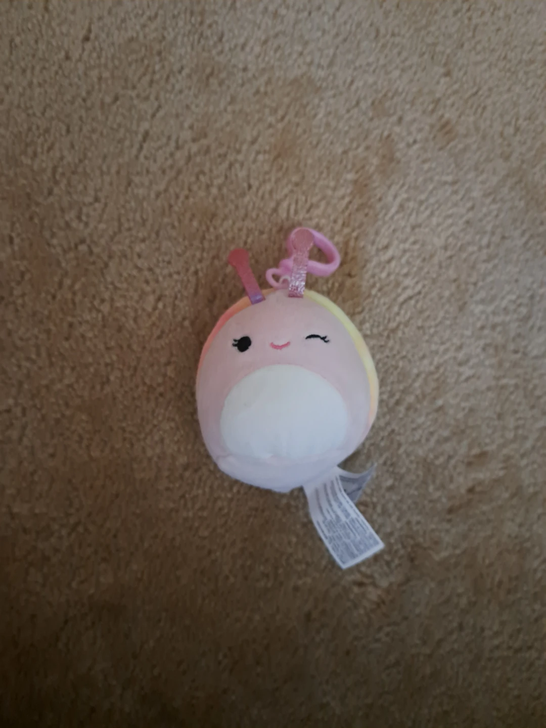 Pink Snail Squishmallow Keychain