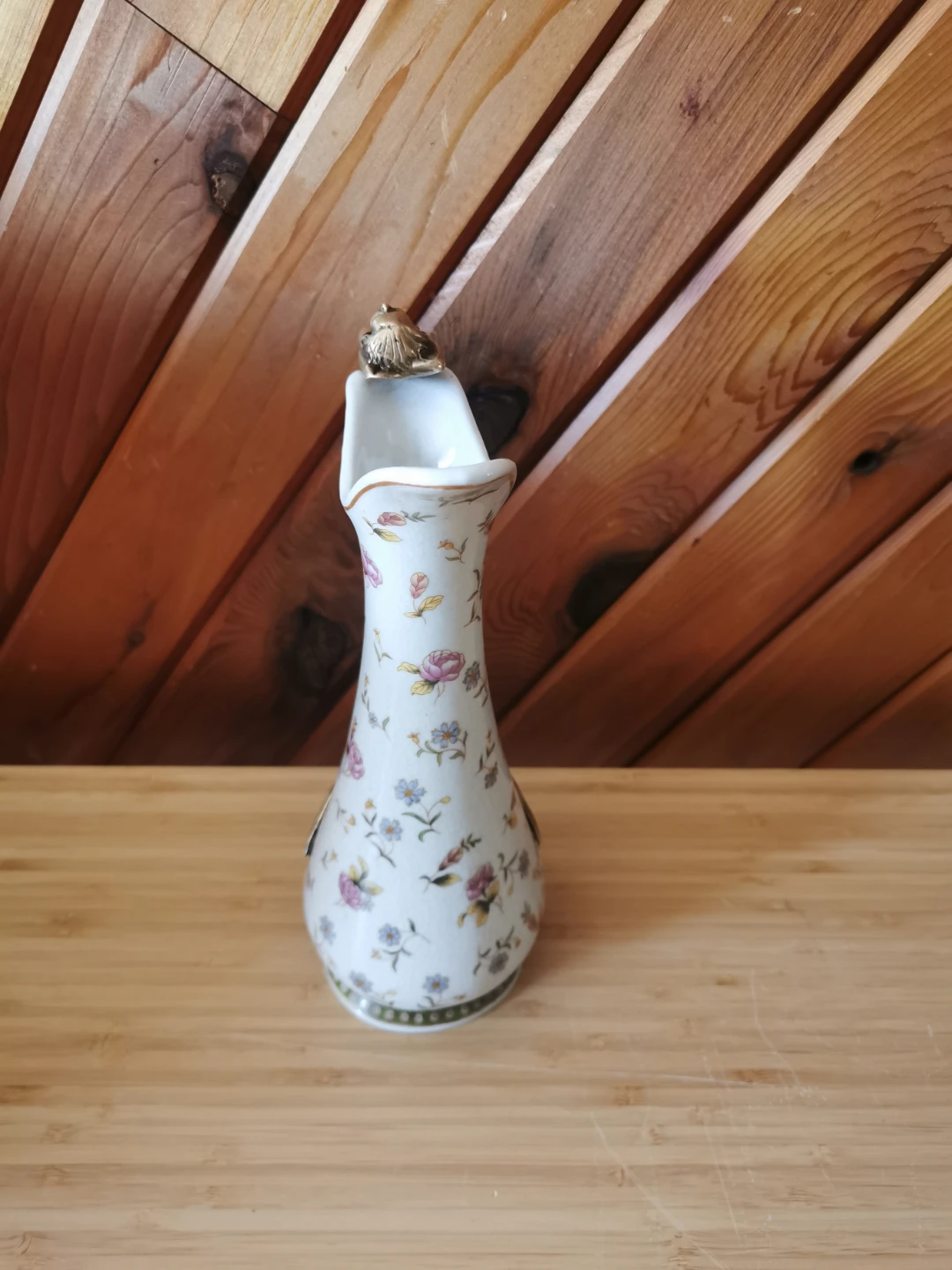 Art Nouveau Porcelain Wine Carafe: Bronze Mermaid Handle - photo 5