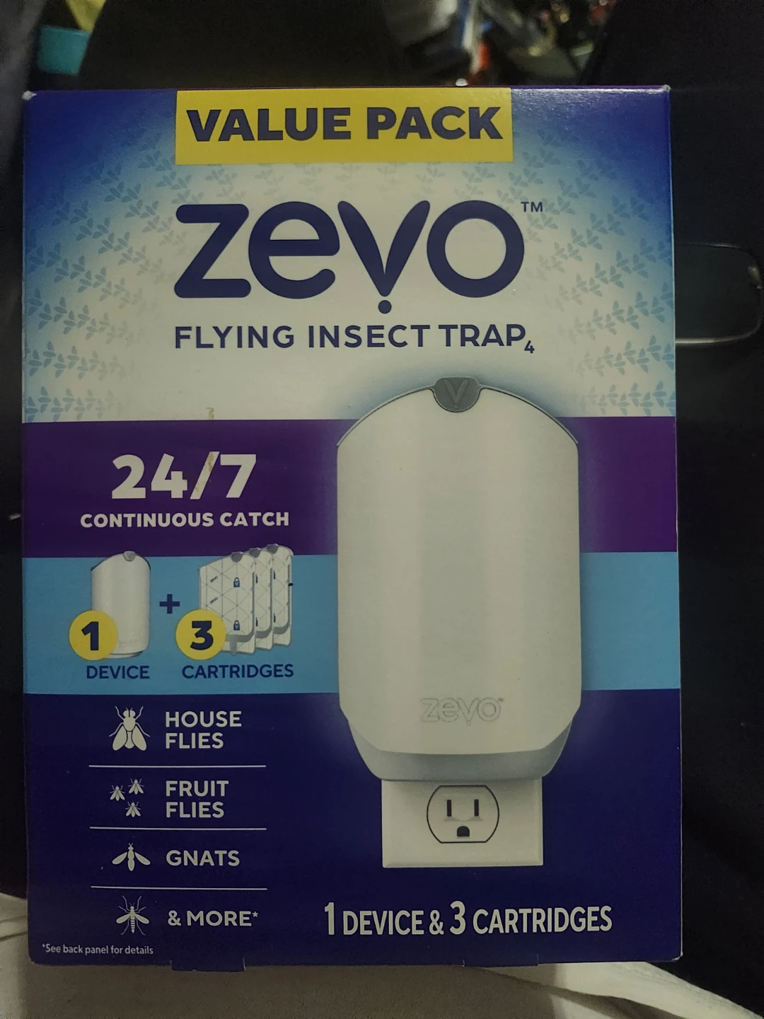 Zevo Flying Insect Trap Value Pack - 1 Device & 3 Cartridges