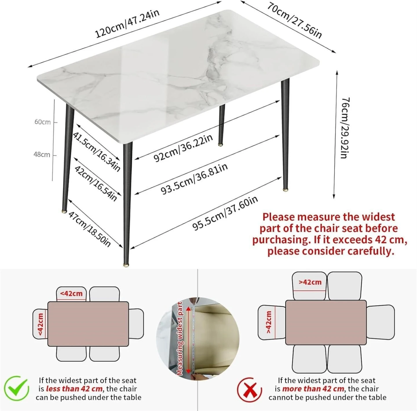 Rectangular Dining Table with Marble Top - photo 2