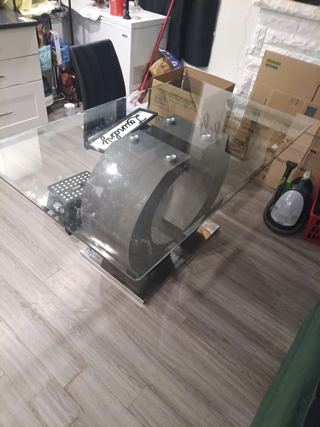 Glass Top Dining Table with Unique Pedestal Base - photo 2