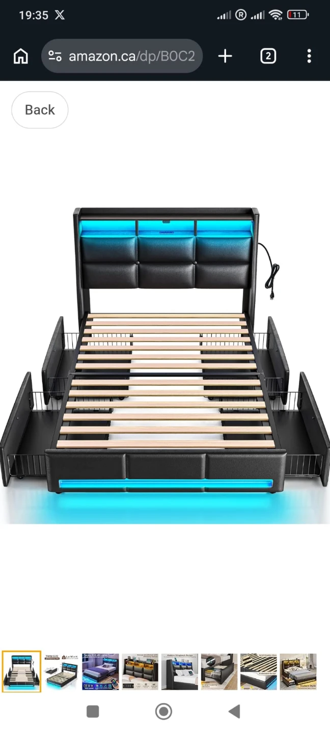 Queen Size Bed Frame with storage & Mattress & Set of Draws - photo 2