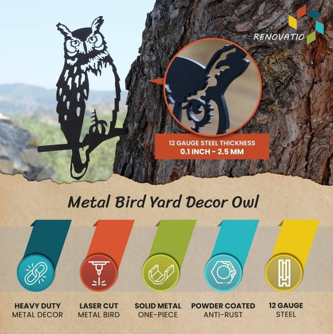 Renovatio Metal Owl Yard Decor - photo 3