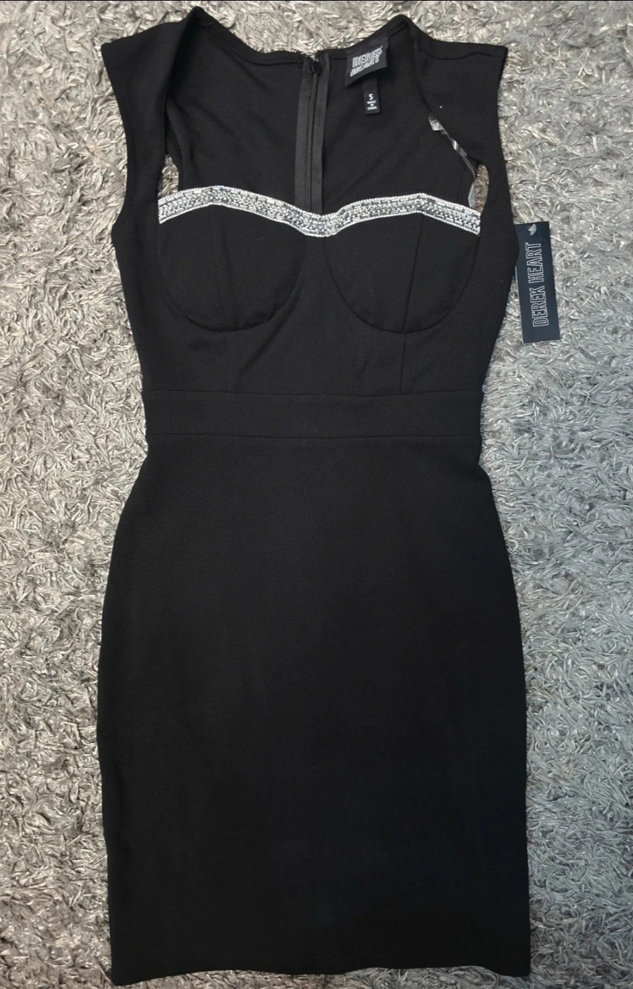 Black Mini Dress Women Small Rhinestone Dress