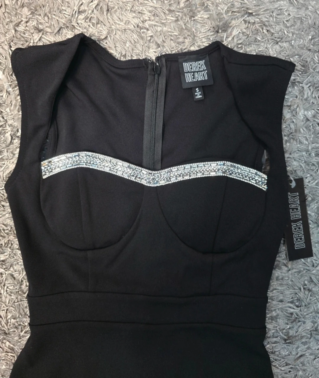 Black Mini Dress Women Small Rhinestone Dress - photo 2