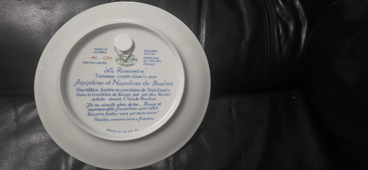 La Rencontre Josephine and Napoleon de Boulmé Decorative Plate