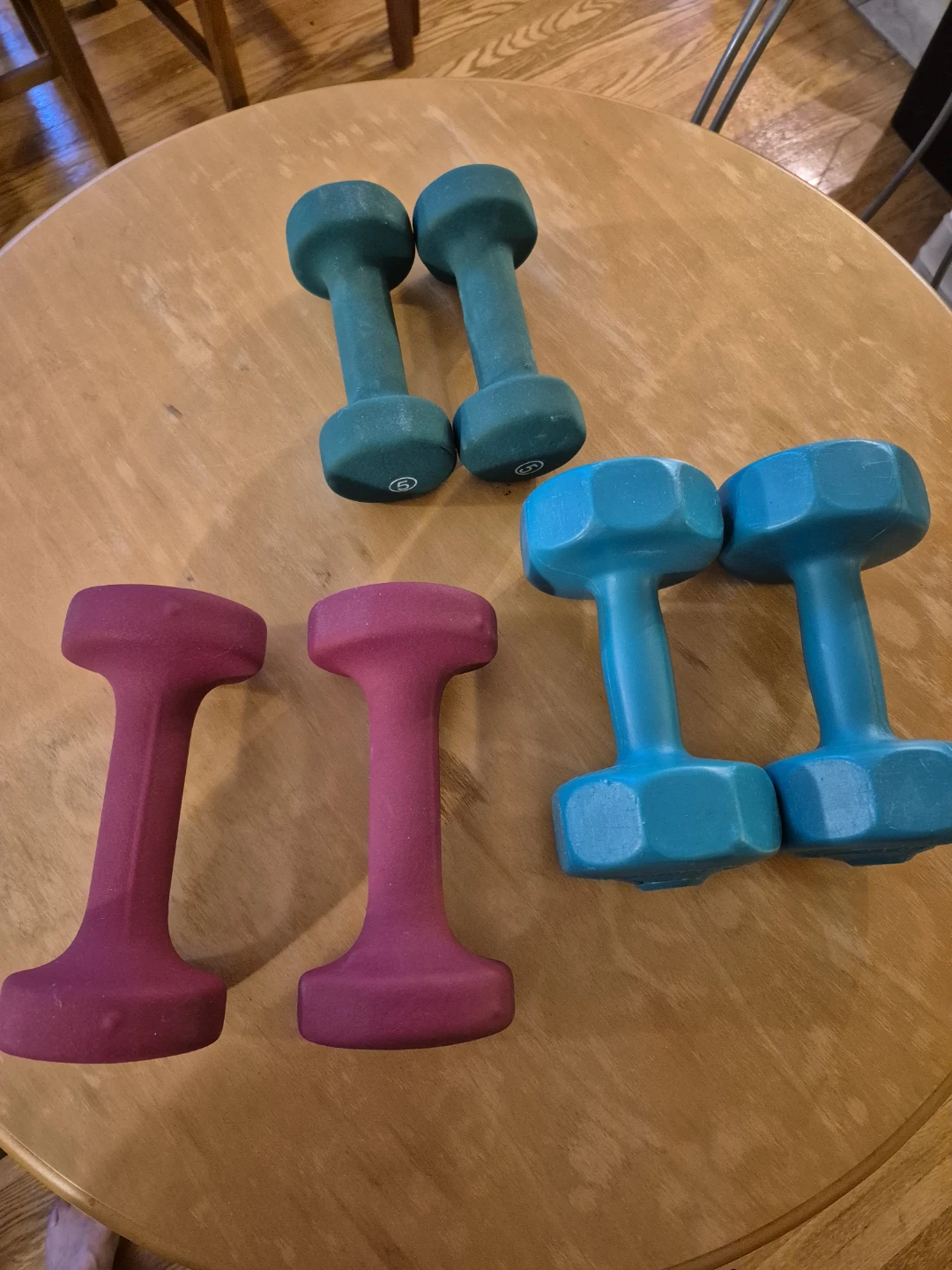 3 sets if dumbbells