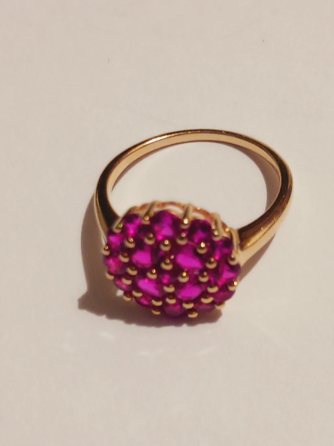 New !! Gold Overlay Sterling Silver 925 Pink stones ring. 7.