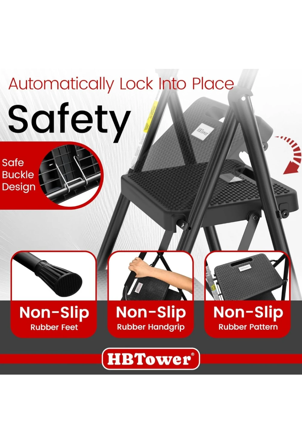 Brand new HBTower 2-Step Ladder - Black - photo 4