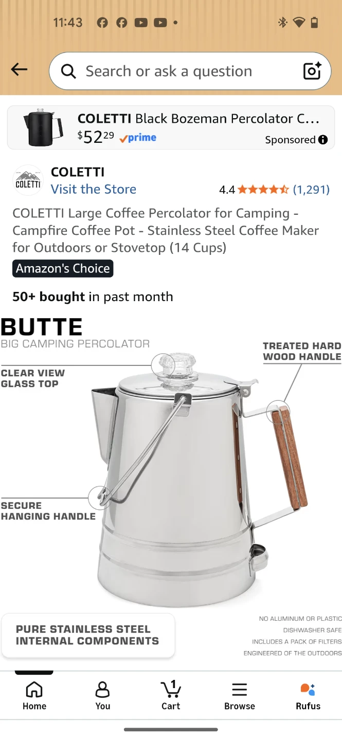 COLETTI Large Coffee Percolator - 24 Cups - photo 2