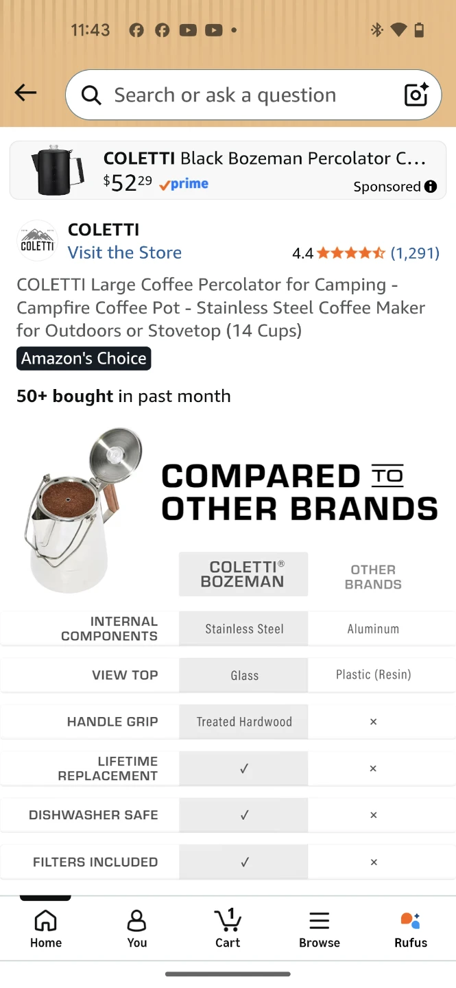 COLETTI Large Coffee Percolator - 24 Cups - photo 3