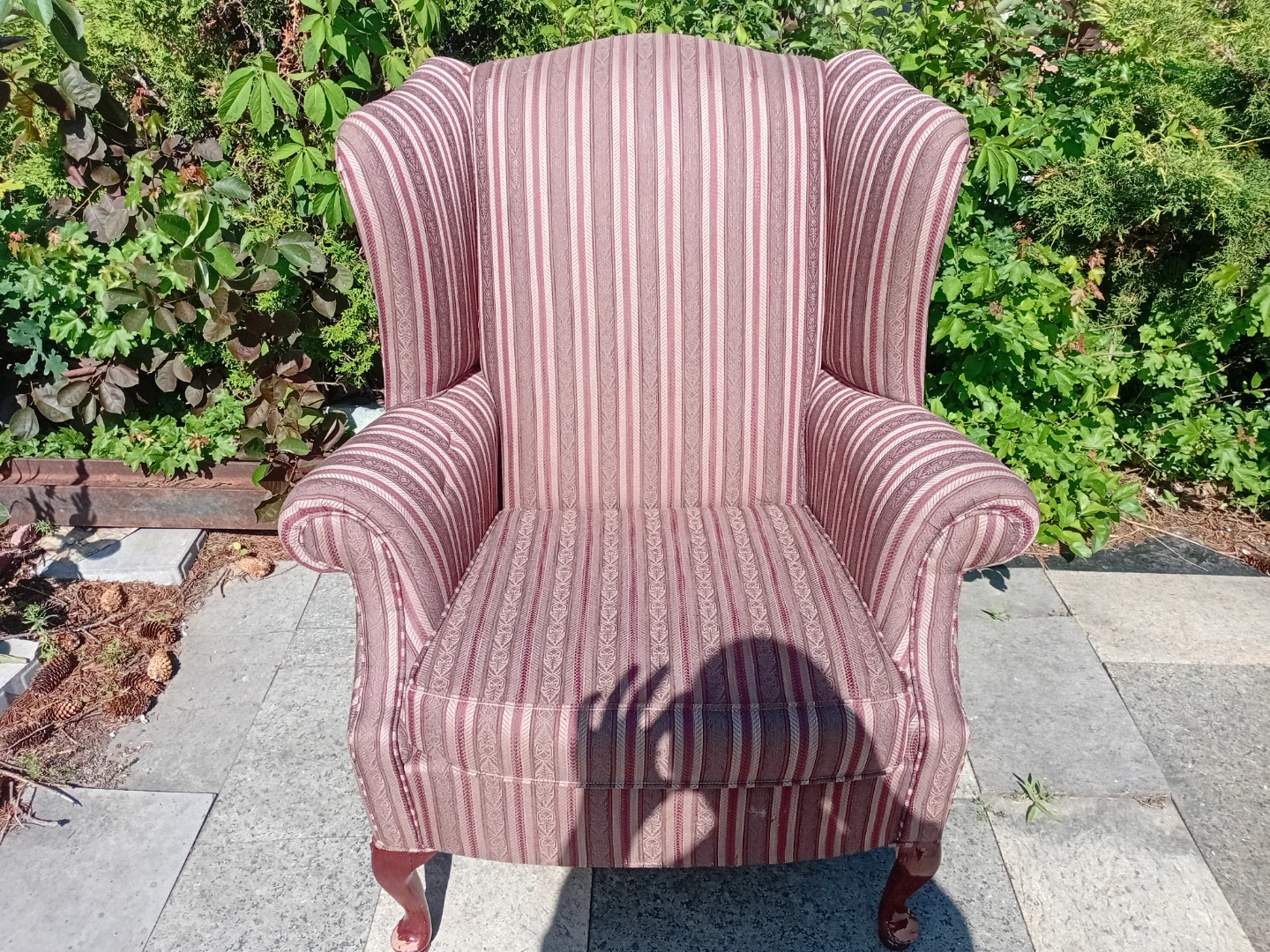 Wingback Armchair - Striped Fabric