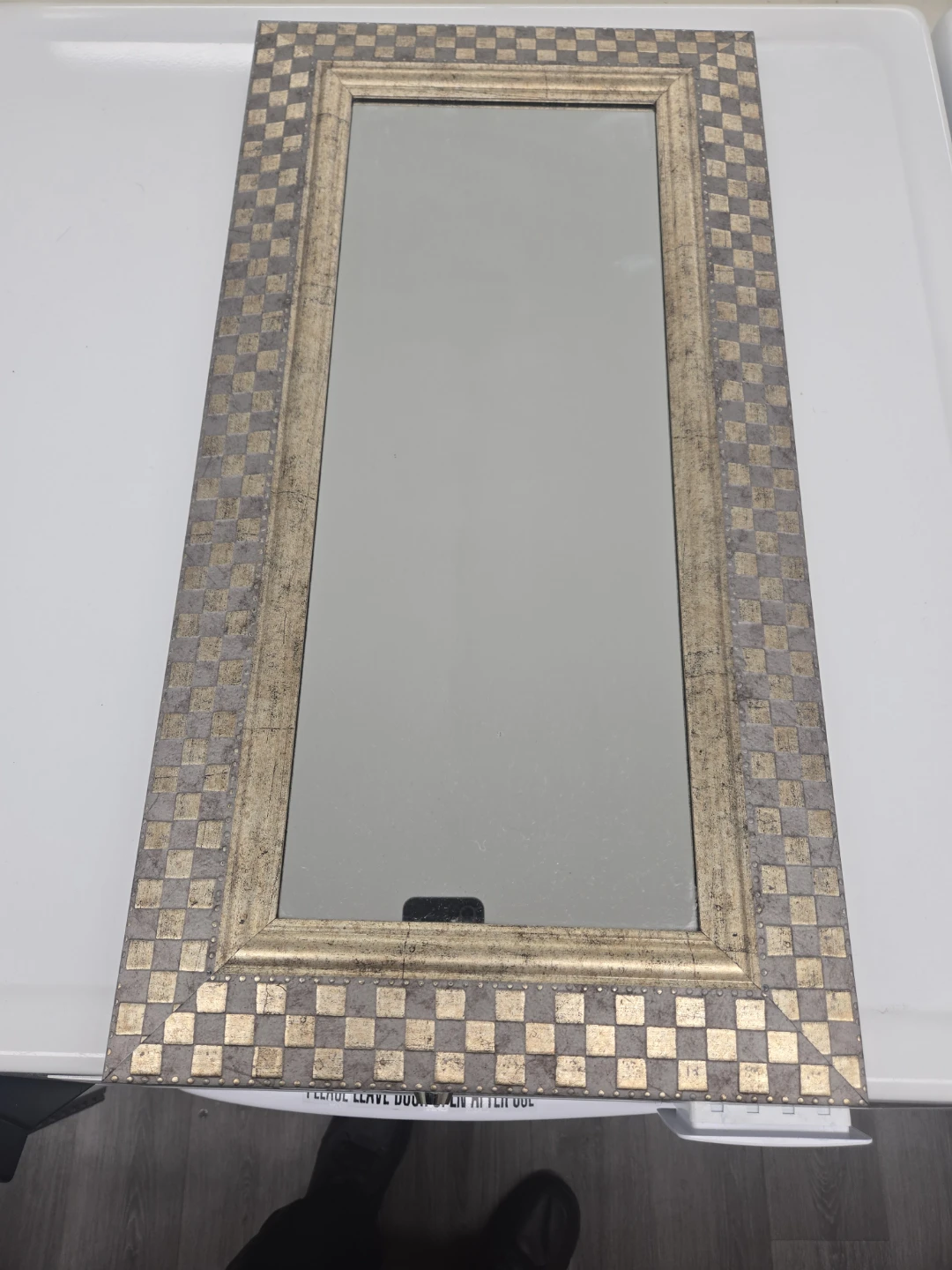 Decorative Wall Mirror with Checkerboard Frame