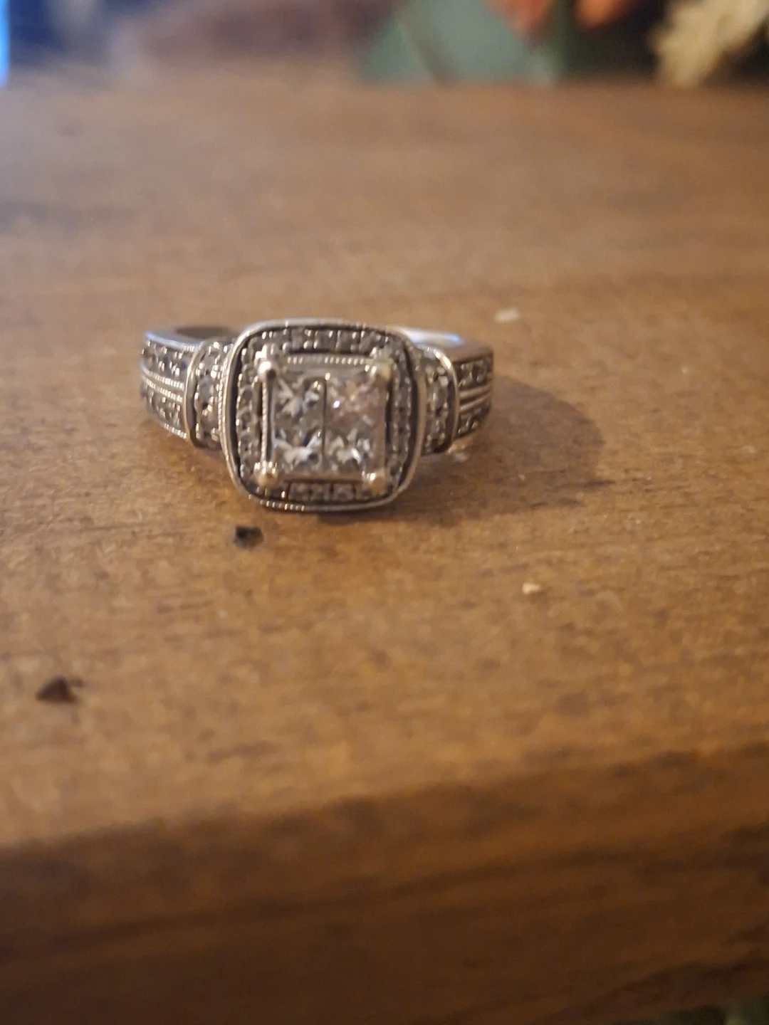 14k white gold princess cut diamond engagement ring - photo 2