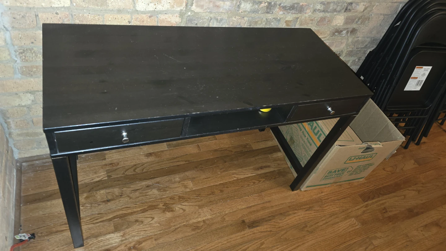 Black Console Desk with Drawers - photo 3