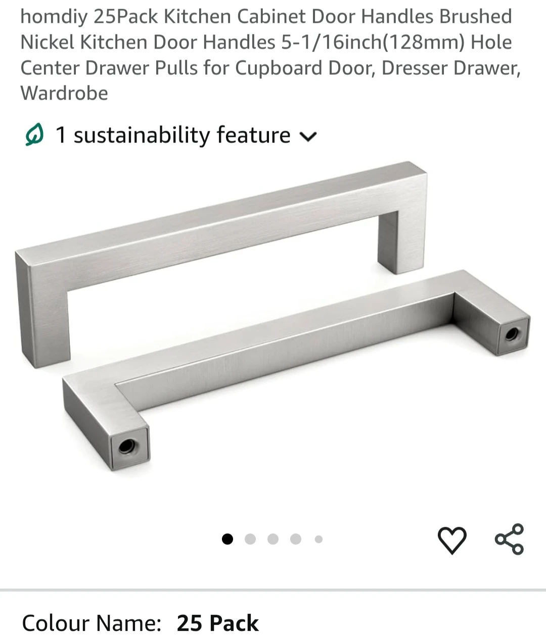 Homdiy Brushed Nickel Kitchen Cabinet Drawer Handles - 25 Pack