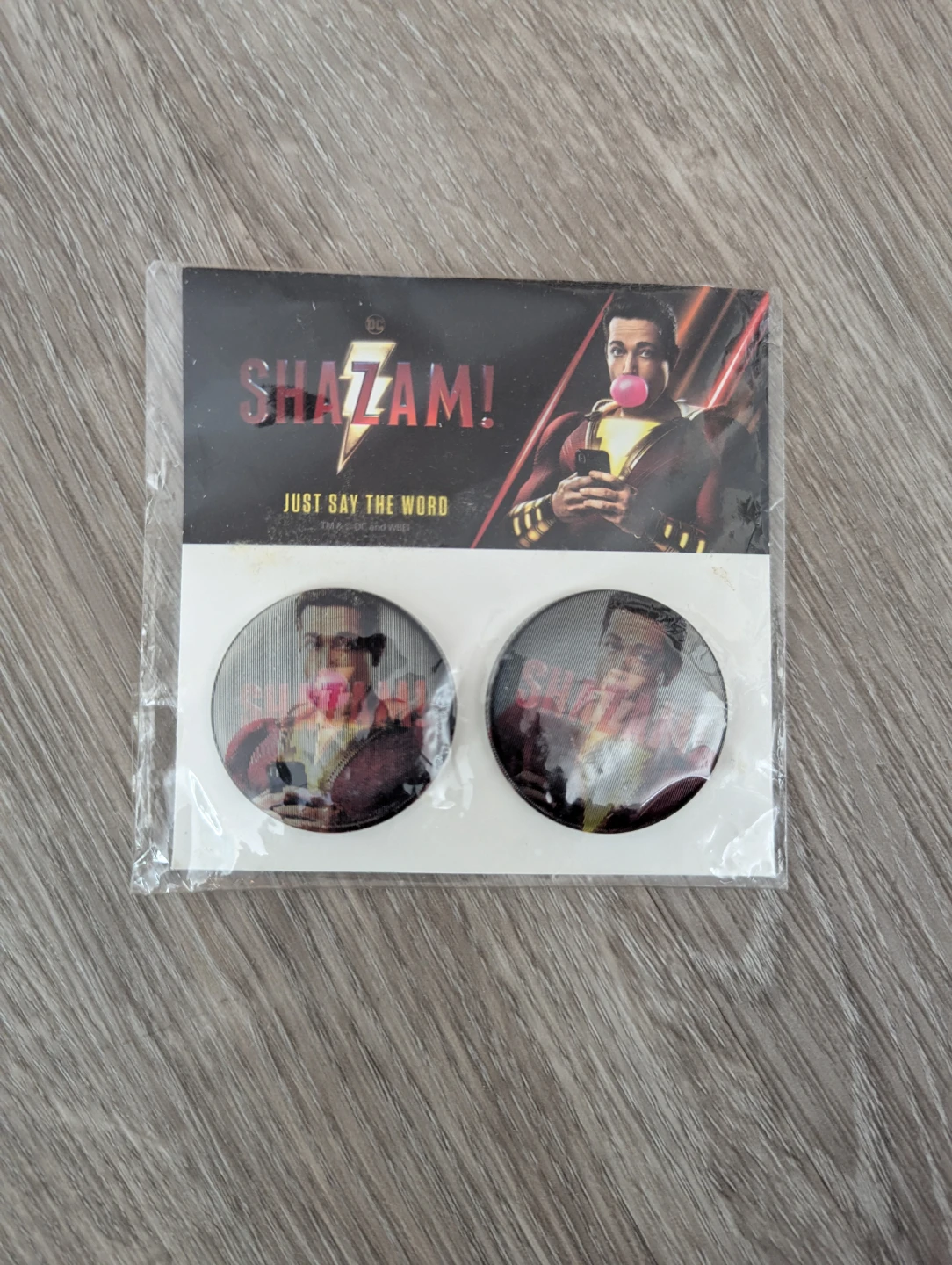 Shazam! "Just Say the Word" Buttons (Set of 2)