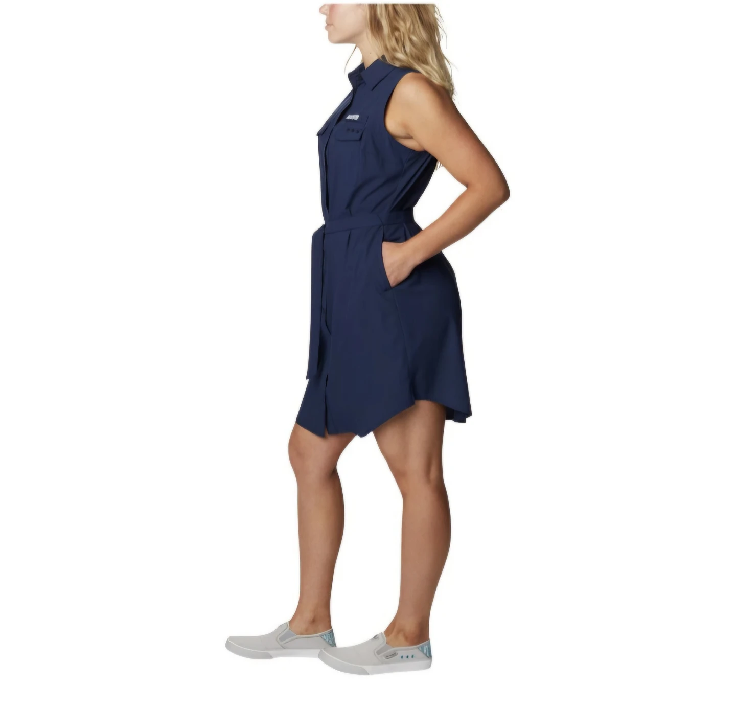 Columbia Women's Sleeveless Shirt Dress Navy Navy Blue Large - photo 3