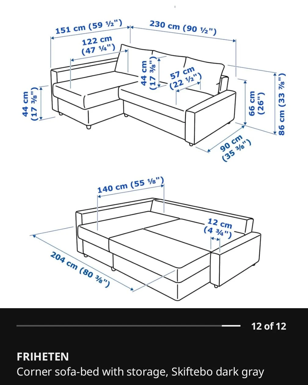 IKEA FRIHETEN Corner Sofa-Bed with Storage - photo 3