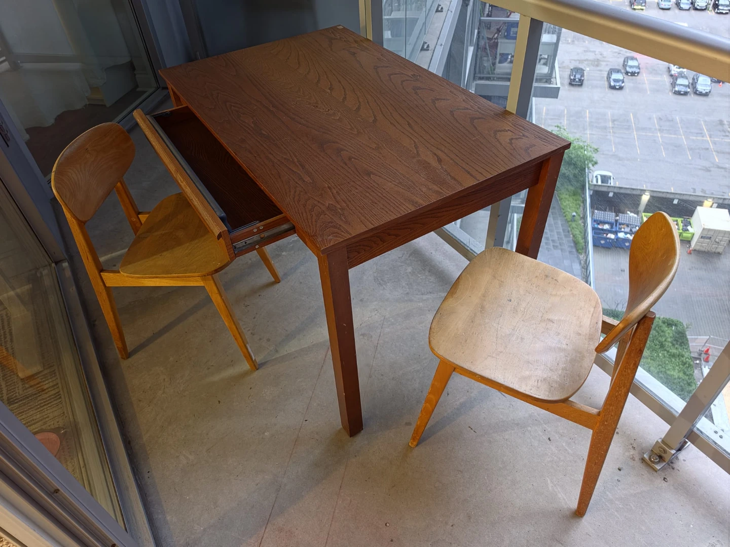Wooden Dining Table and 2 Chairs Set