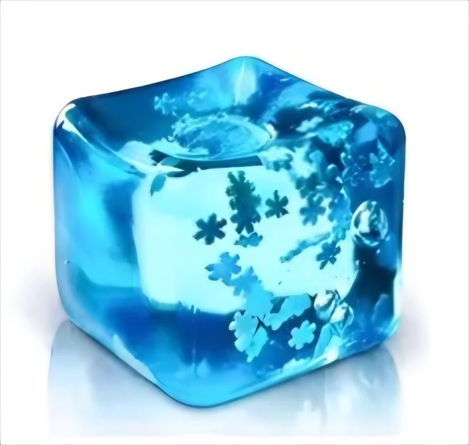 Blue Ice Cube Squishy with Snowflakes
