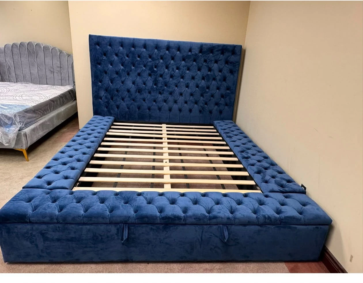 Blue Velvet Storage Bed Frame