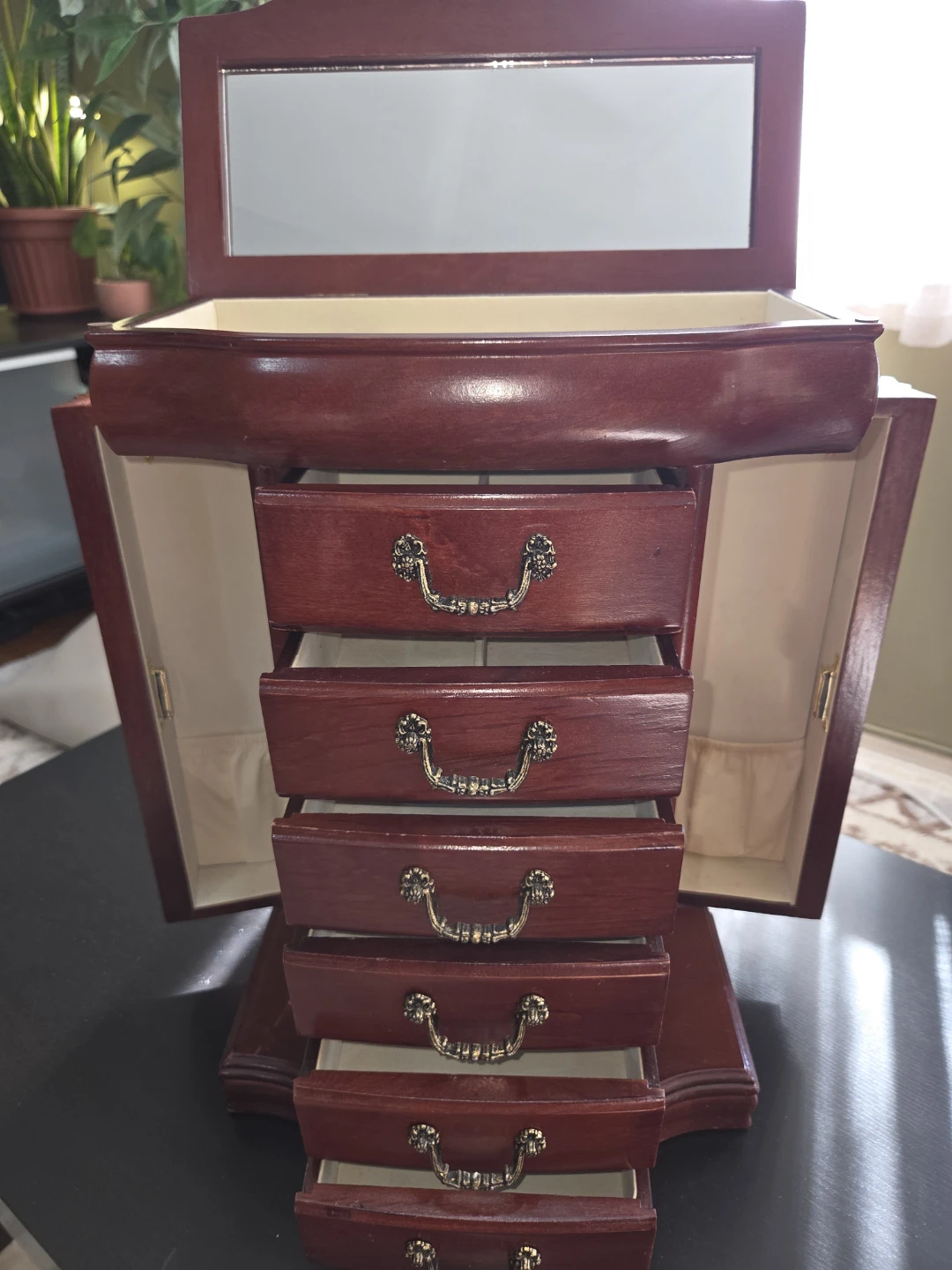Wooden Jewelry Box with Mirror and Drawers - photo 3