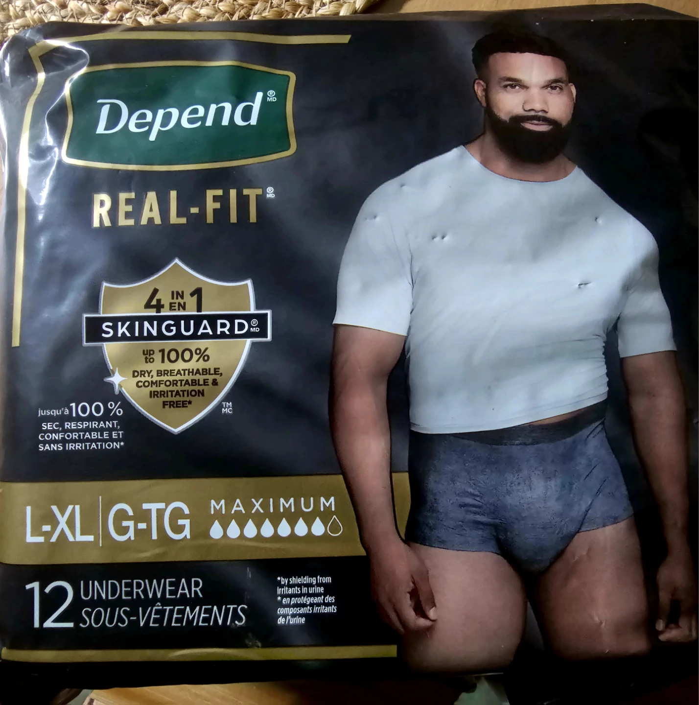 10 Depend Real-Fit L-XL Maximum Absorbency Underwear