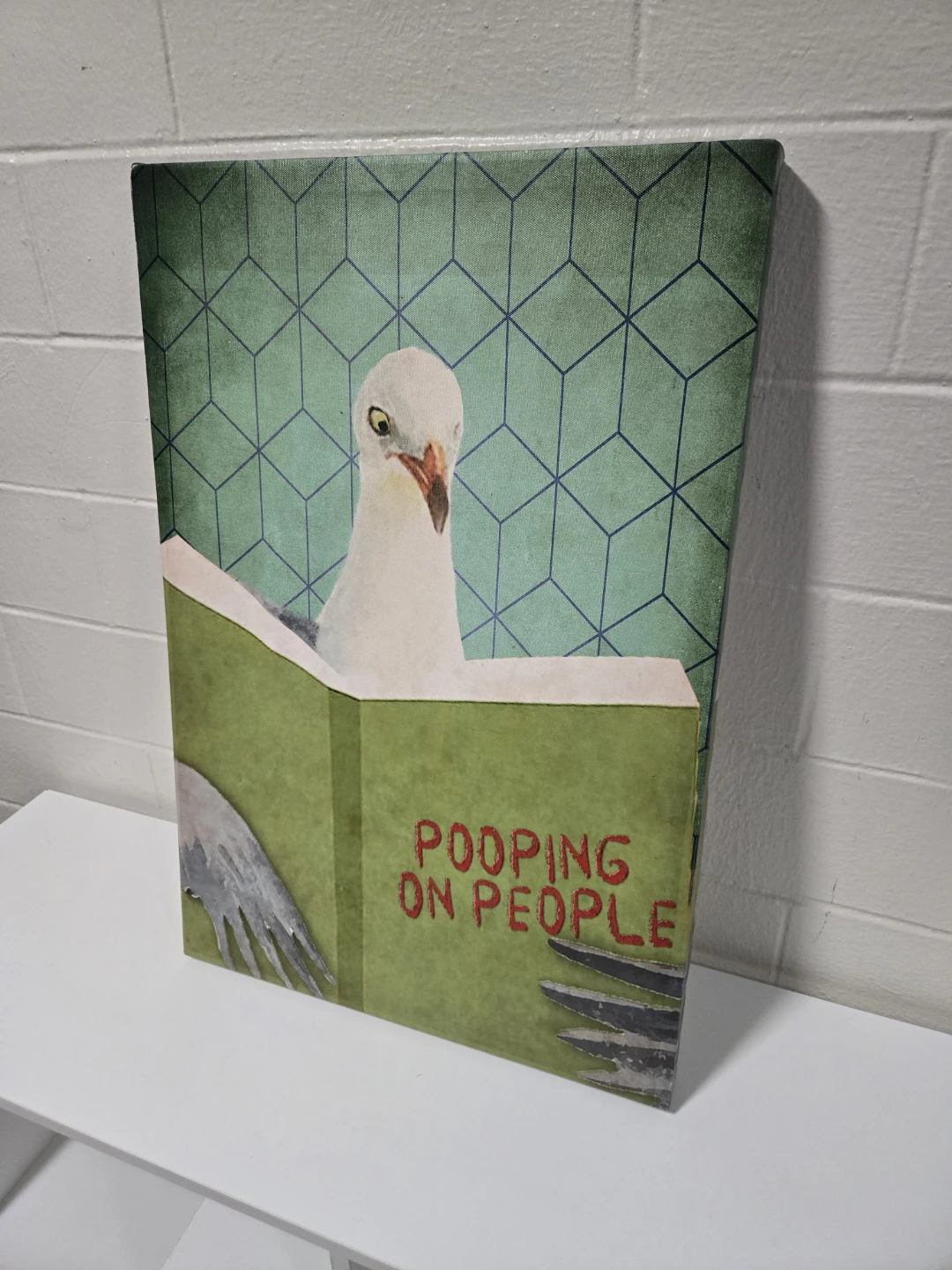 Funny Seagull Pooping on People Canvas Bathroom Wall Art - photo 3