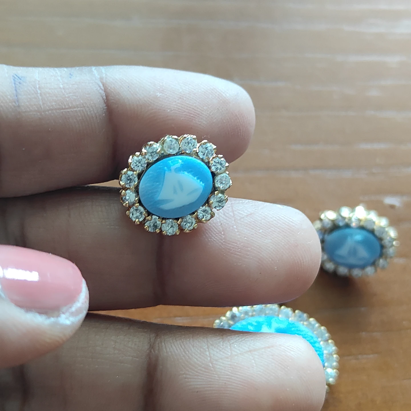 Blue earrings and pendant - photo 2