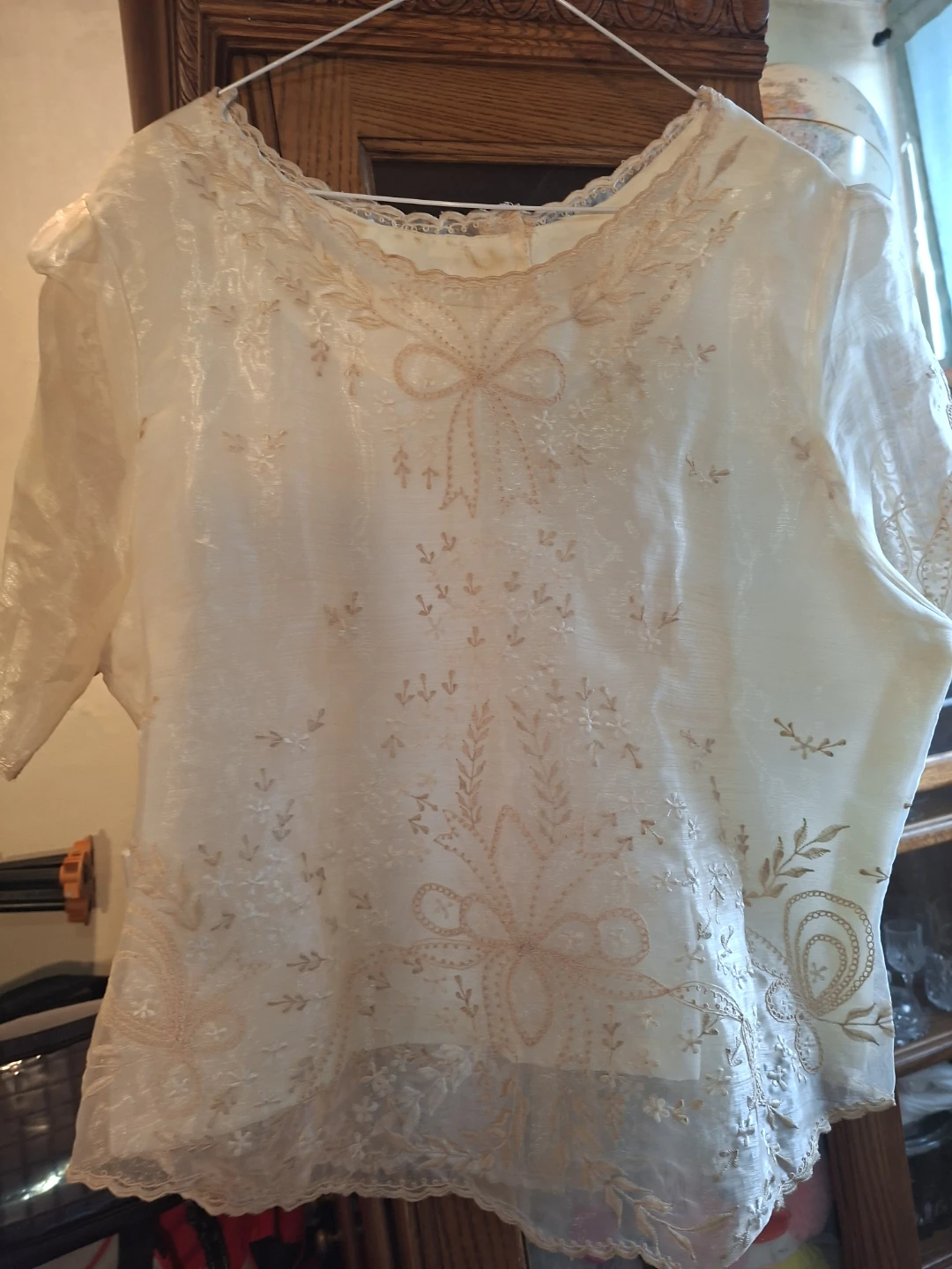 ⚽Sheer Embroidered Blouse