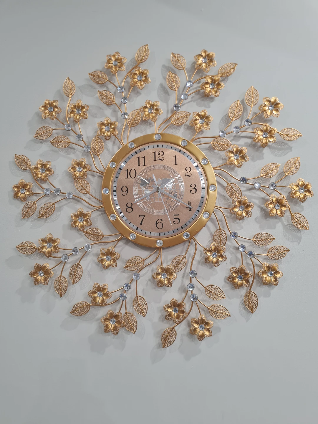 Gold Floral Wall Clock with Rhinestones - photo 2