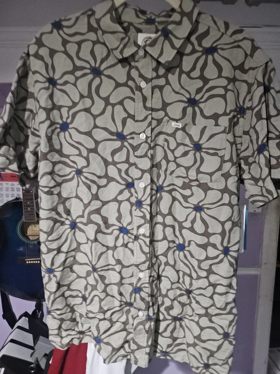 O'Neill Blue Short Sleeve Button Up Shirt - Size M