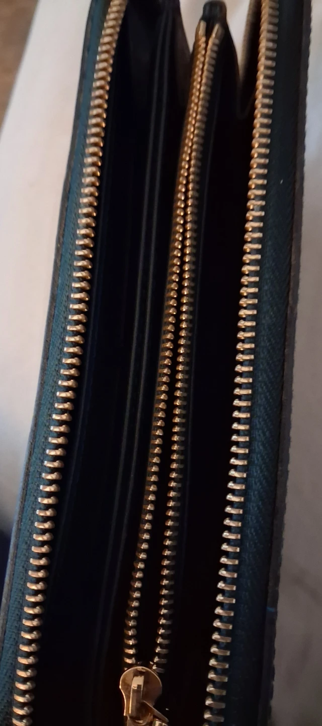Black Patent Zip Around Wallet and Silver Dangle Earrings - photo 2