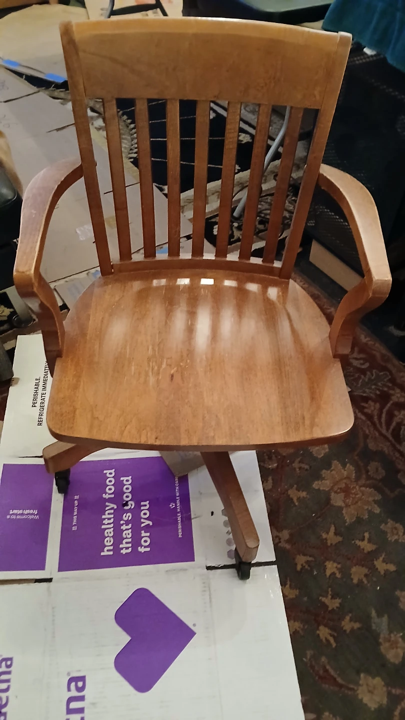 Vintage Wooden Swivel Desk Chair $49.50 (10% off $55)