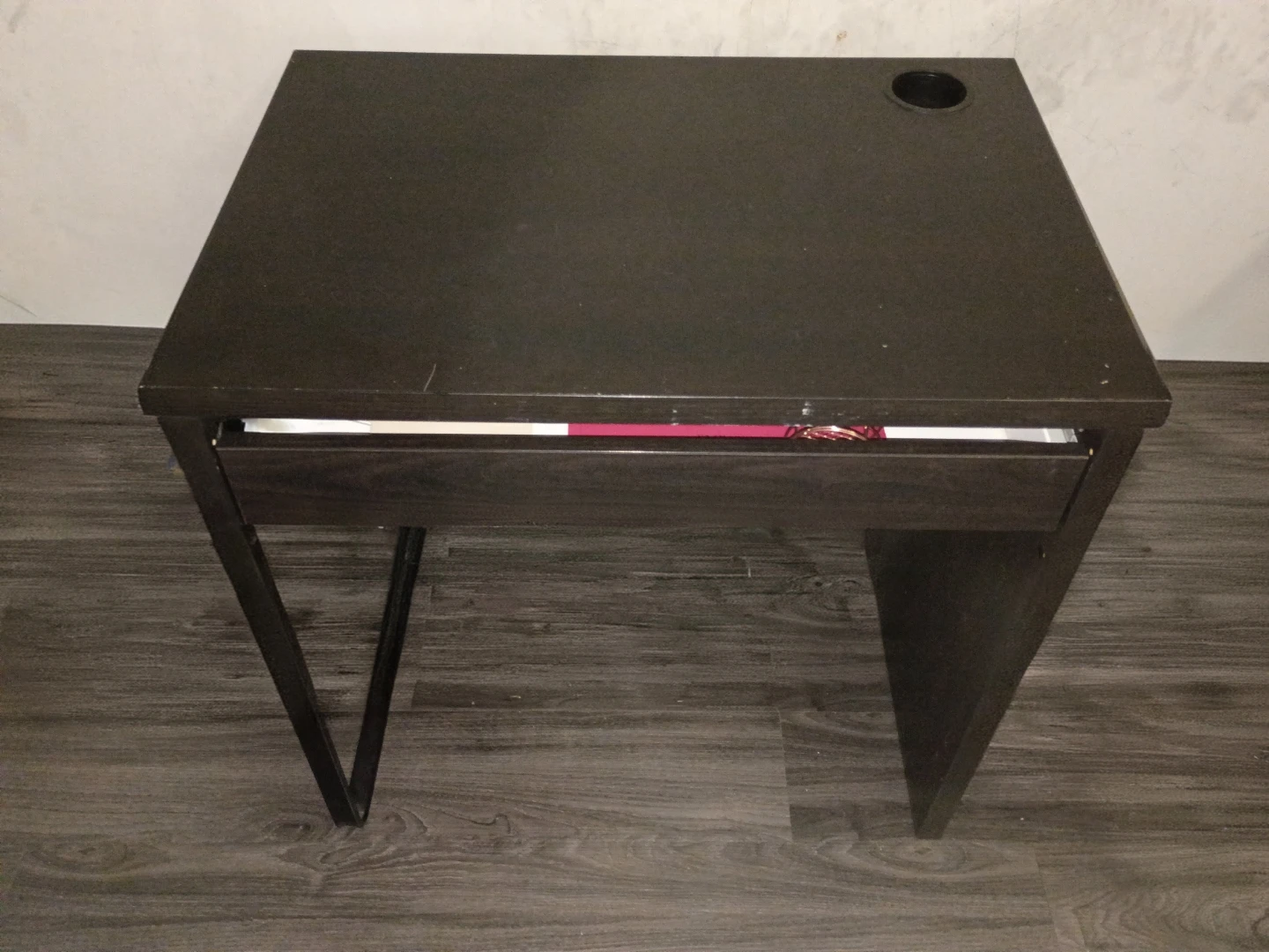 IKEA table with Chair - Black Faux Leather both for $35