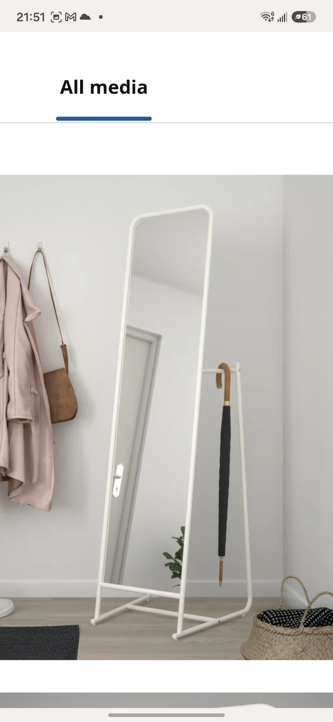 IkeaFull-length Standing Mirror with Hanging Rack - photo 2