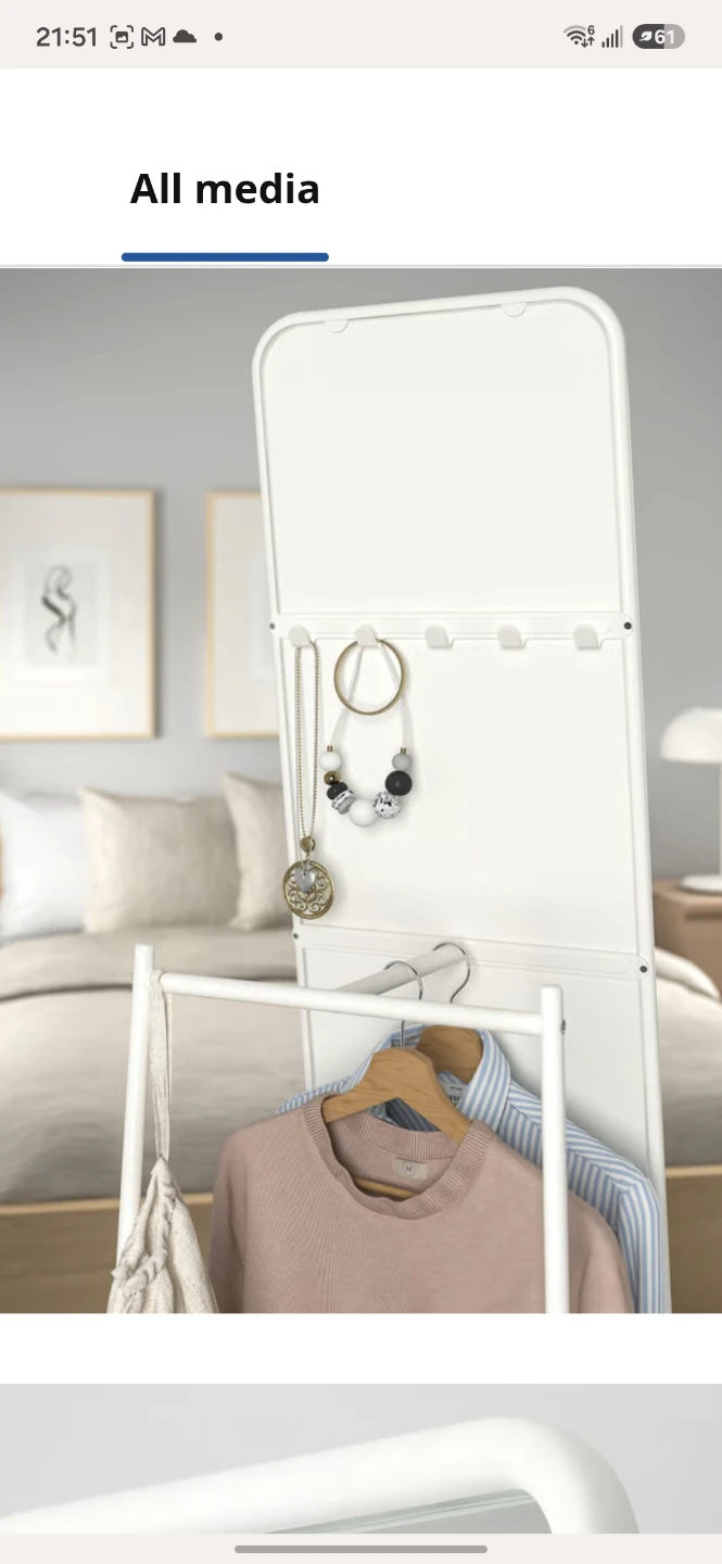 IkeaFull-length Standing Mirror with Hanging Rack - photo 3