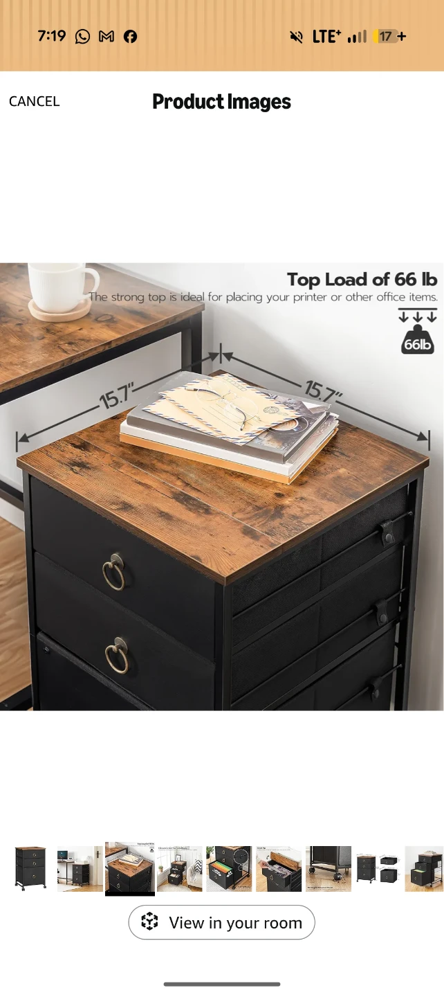 3-Drawer Rolling Filing Cabinet - photo 3