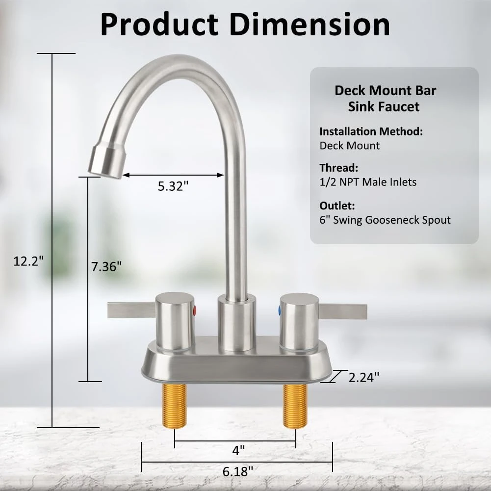 Deck Mount Bar Sink Faucet - Silver - photo 5