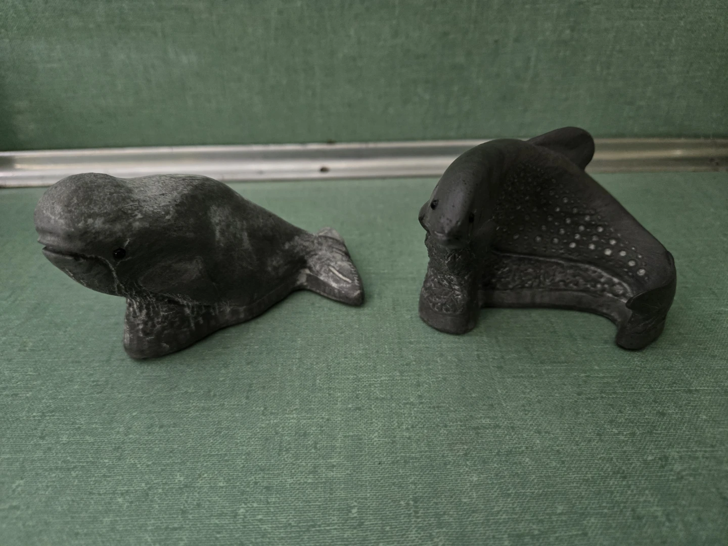 Two (2) Carved Soapstone Sculptures  - Salmon & Orca
