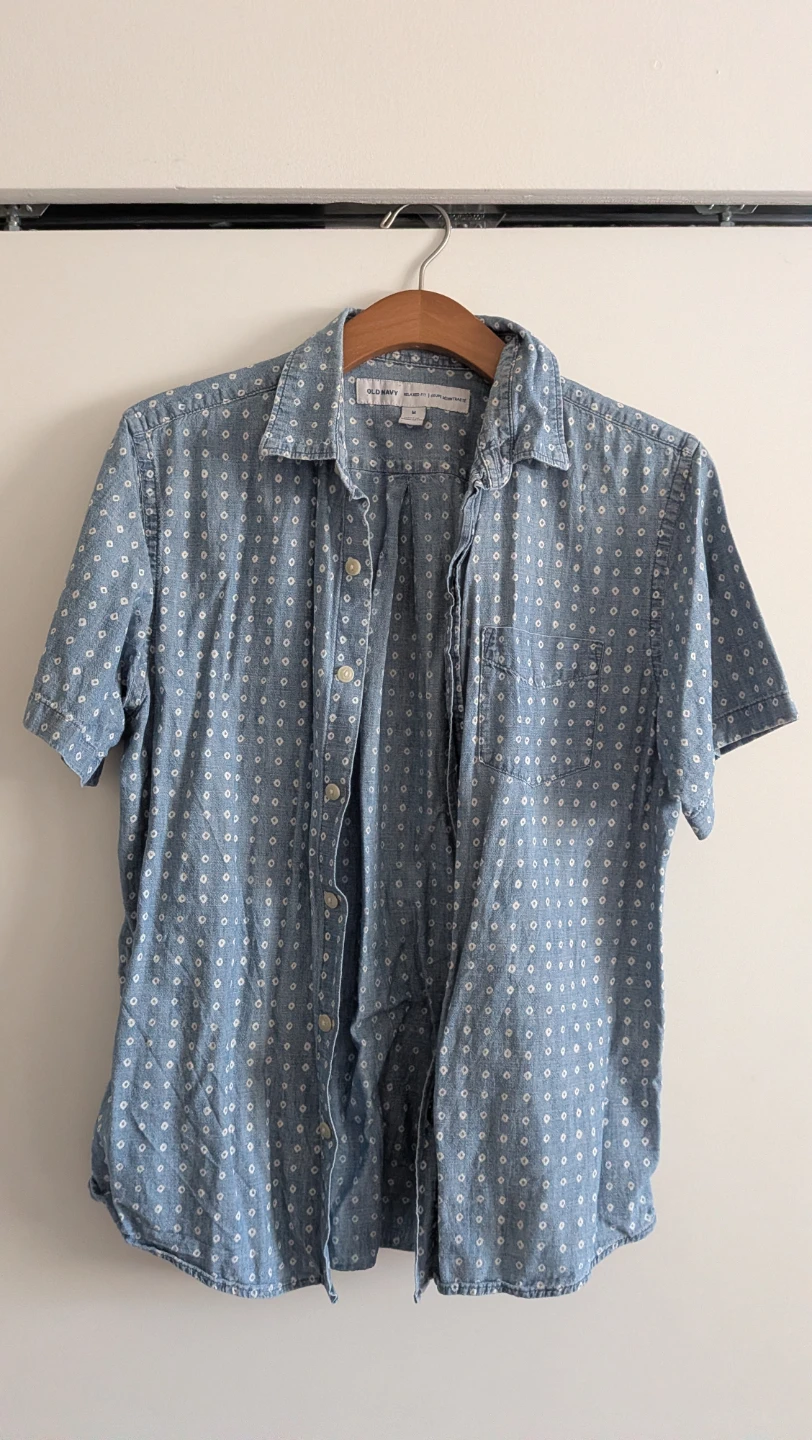 Short Sleeve Shirt - Light Blue & White