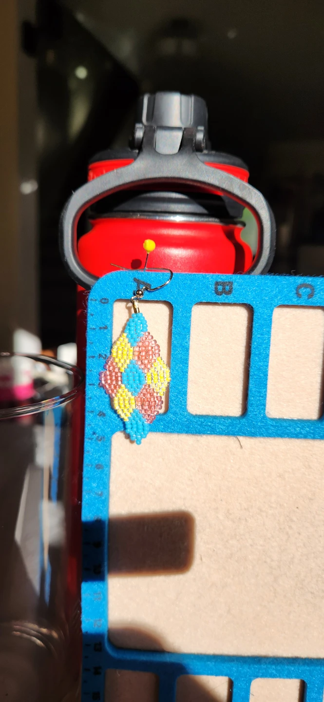 Handmade Beaded Diamond Earrings - photo 2