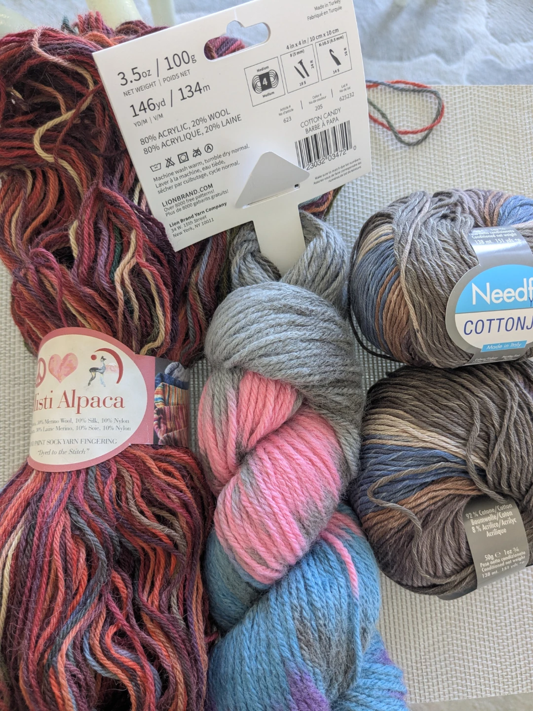Cotton/wool/alpaca mixed yarn
