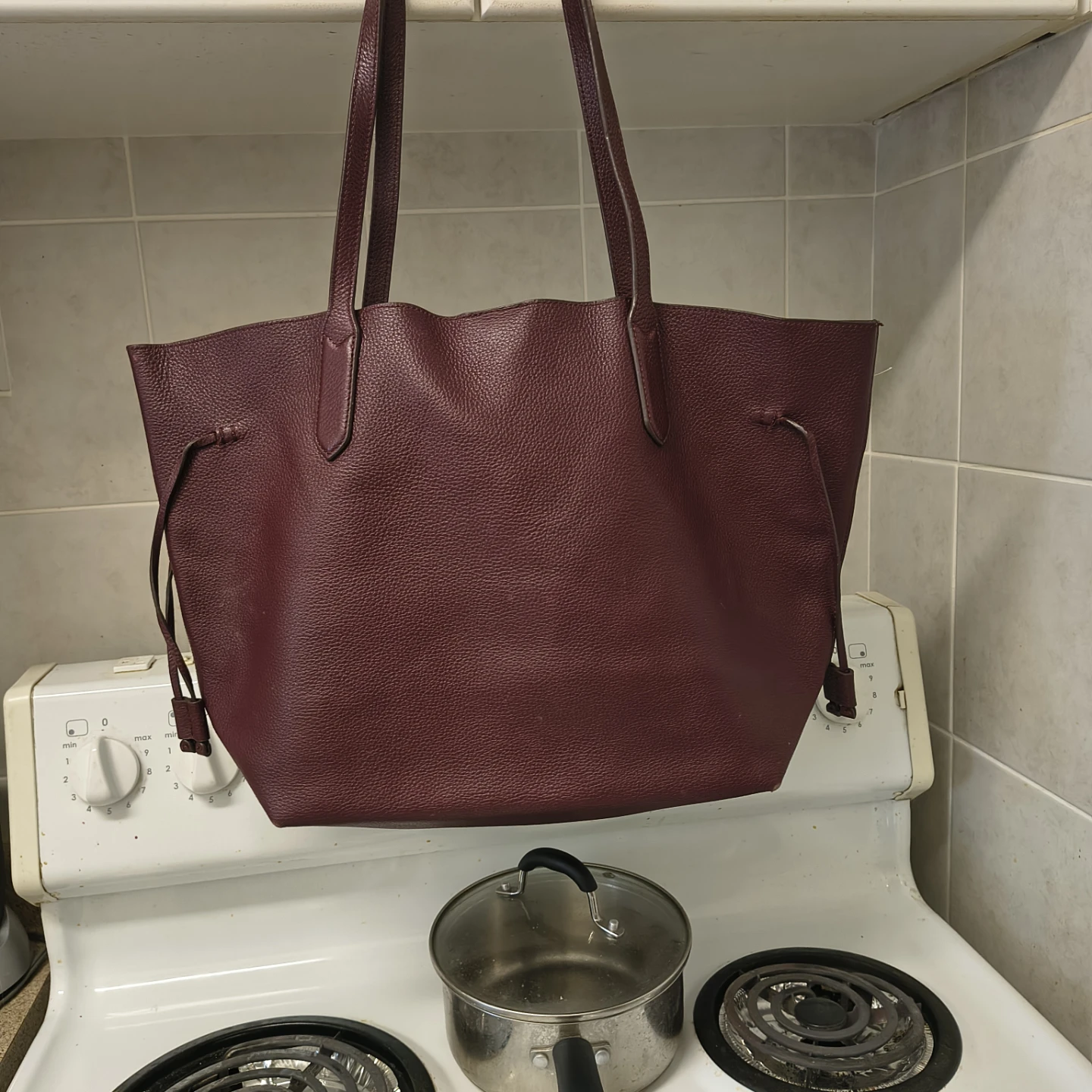 Burgundy Leather Tote Bag