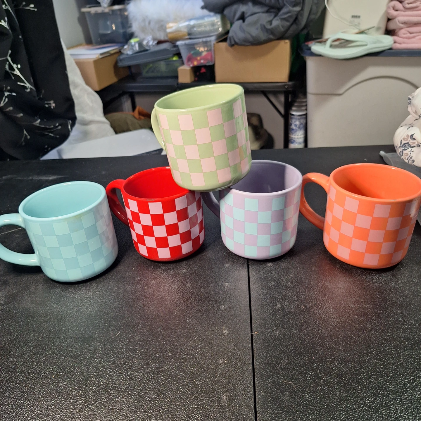 Checkerboard Mugs (Set of 5)