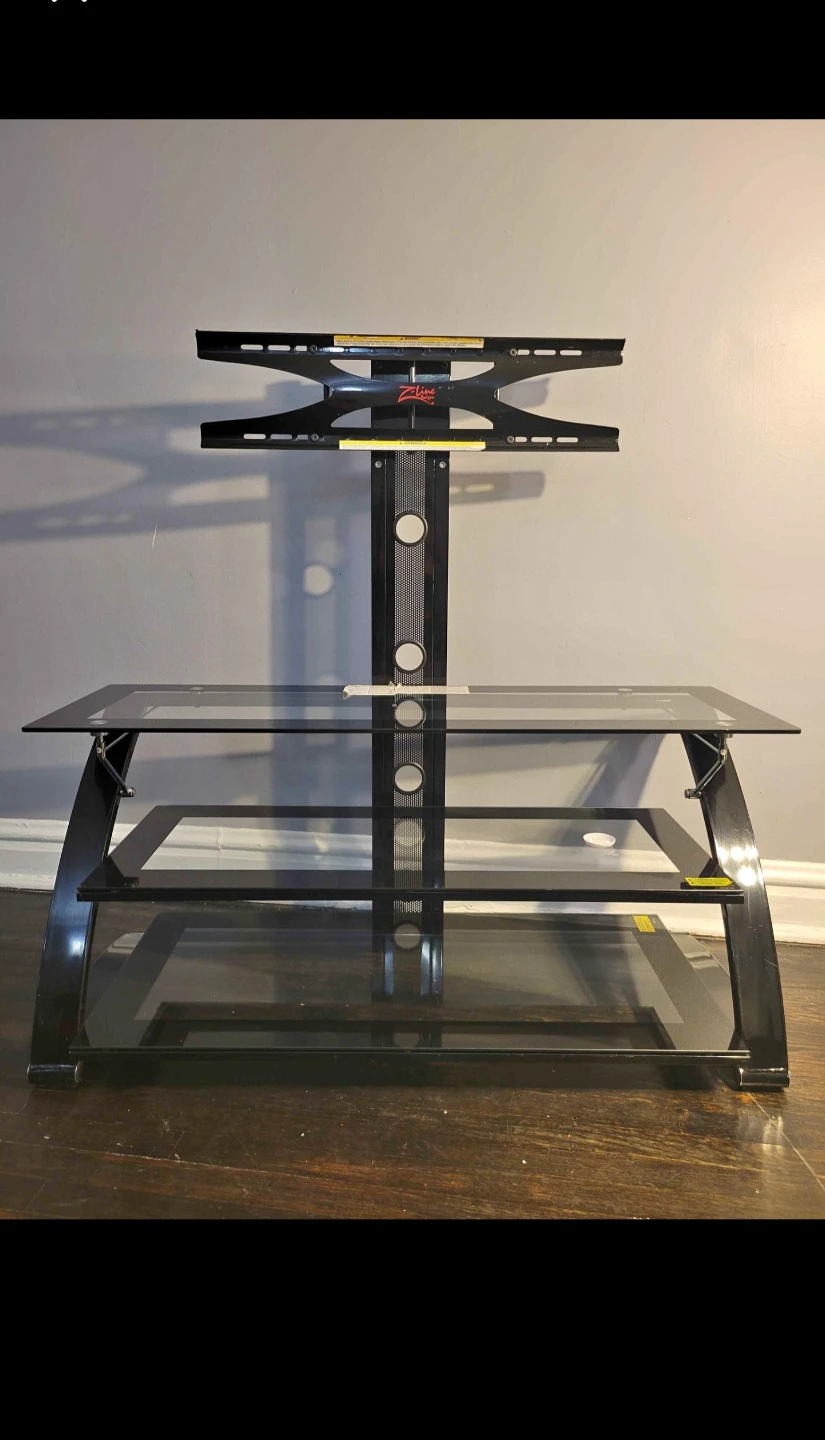 Black Glass TV Stand with Mount