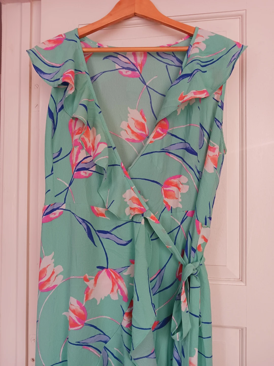 New!! Donna Morgan Floral Boho Ruffled Wrap Dress. XL. - photo 2