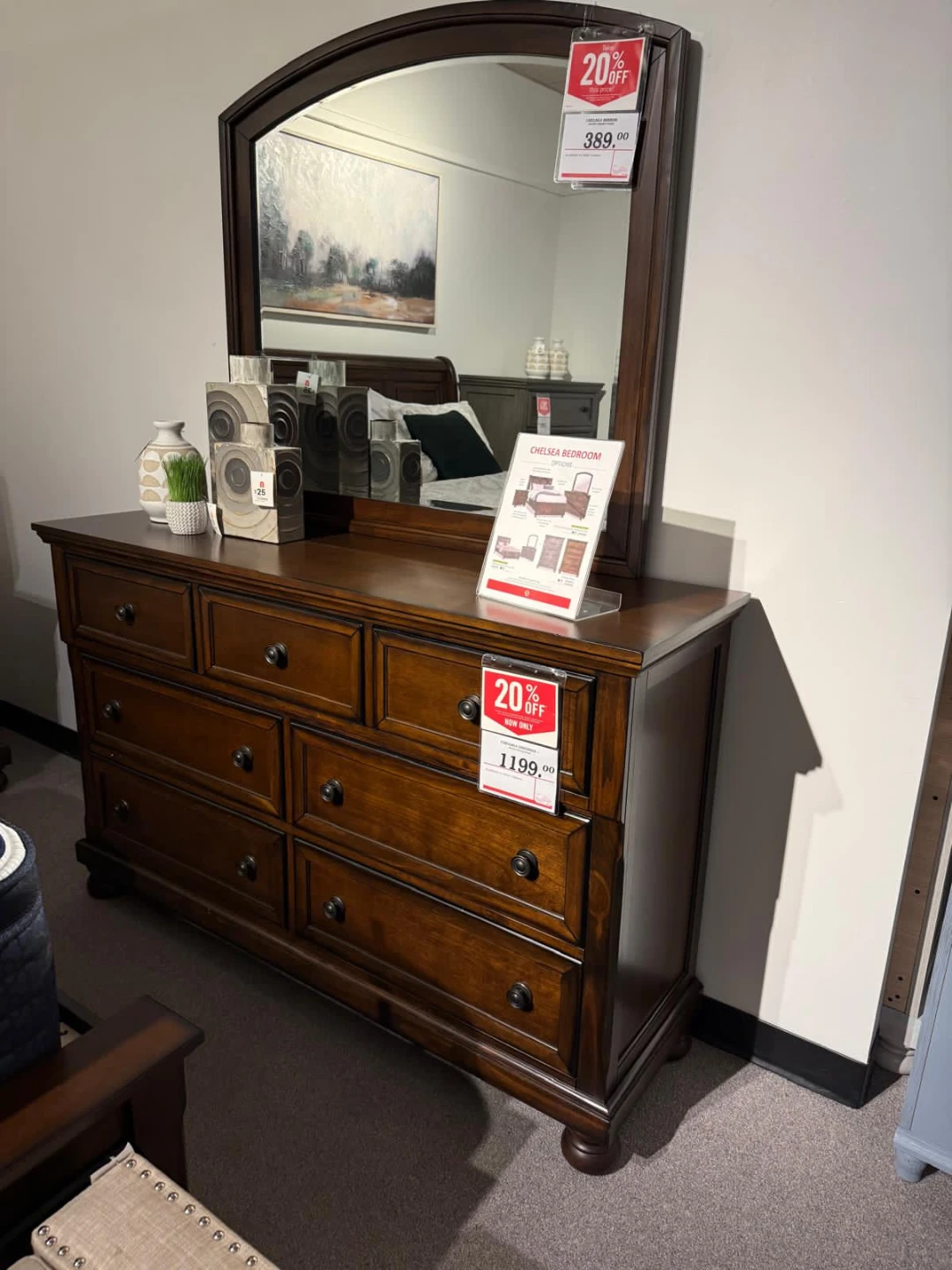 Dark Wood Dresser with Mirror - photo 2